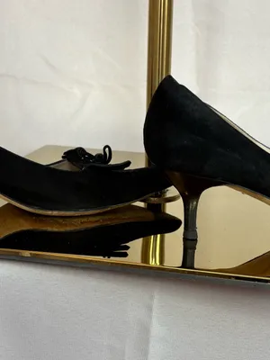 Black Suede Pointed-Toe Tassel Kitten Heel thumbnail 3