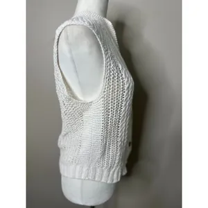 Specialty House White Crochet Sweater Cardigan Vest Large‎ Button Boho Fisherman thumbnail 5