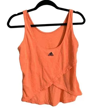 adidas cross back cropped orange tank top tulip hem neon active shirt thumbnail 1