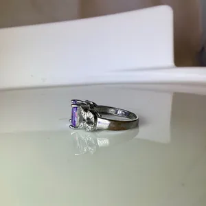 Faux Amethyst Crystal Ring Silver thumbnail 5