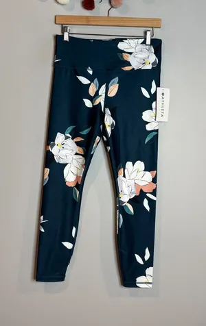 NWT Athleta teal floral Elation 7/8 leggings thumbnail 1