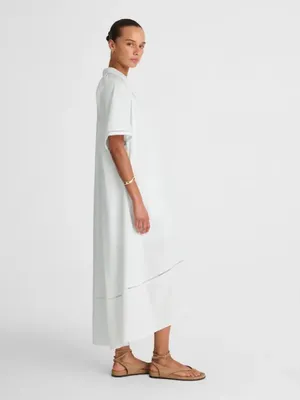 Madewell White Cotton Midi Dress NWT XXS Collared Poplin Slip Lined Summer thumbnail 13