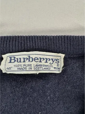 Vintage Burberrys | Small | Lambswool Navy V-Neck Sweater thumbnail 3