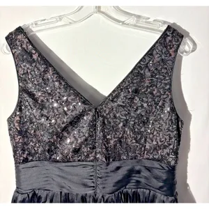 Laura.ca Sequin Dress Formal Cocktail Black VNeck Sleeveless Midi 12 thumbnail 4