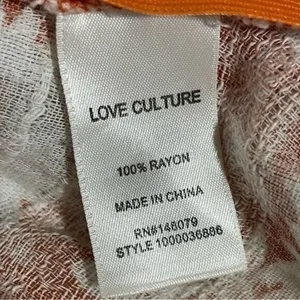 Love Culture Blouse Orange White Floral Laced Trim Size Large thumbnail 9