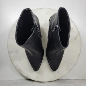 ALDO Leather Ankle Boots Womens 6.5 Black Gold Plate Block Heel Pointed Toe thumbnail 10