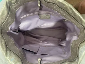 Coach JulieOp Art Tan Signature Tote/ Silver Metallic Trim❤️‍🔥needs lil clean thumbnail 8