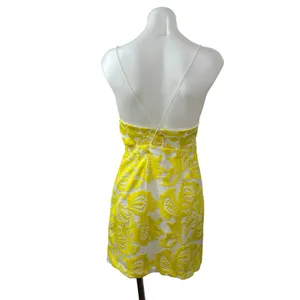 Anthropologie Maeve Yellow Paisley Lace Embroidered Cami Mini Sheath Dress Sz 0 thumbnail 5