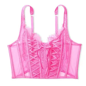 Victoria's Secret Dream Angels Pink Lace Unlined Non Wired Corset Bra Top Size S thumbnail 3