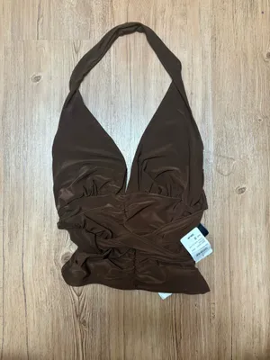 Windsor Twist The Night Halter Crop Top Brown thumbnail 2
