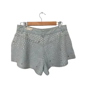 Free People We The Free Embroidered Denim Shorts 29 NWT Sequins Boho Festival thumbnail 8