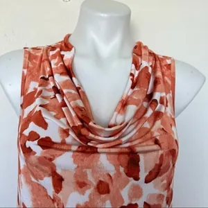 NEW Dana Buchman XS Cowl Neck Sleeveless Abstract Top terracota casual workwear thumbnail 4