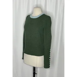 Anthropologie SLEEPING ON SNOW Green Cashmere Wool Button Sweater Knit Small thumbnail 5