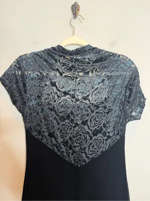 Vintage 90s My Michelle Black Velvet Rose Burnout Maxi Dress M Whimsigoth Goth thumbnail 5