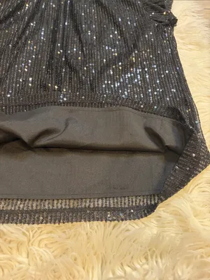 THML sequin flutter sleeve top blouse fully lined black M Size M thumbnail 5