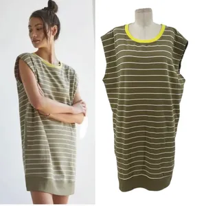 Anthropologie Daily Practice Tee Dress Striped Light Fleece Green‎ Size Large thumbnail 2