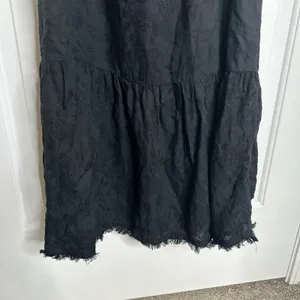 Anthropologie black linen maxi dress size XS ruffle oversize vacation minimalist thumbnail 5