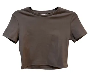 Urban Revivo Brown Cropped Baby Tee Size 8 Cotton thumbnail 1