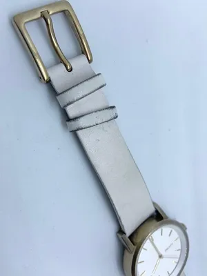 Dkny women watch 34mm gold tone solid stainless steel white Leather band WR runs thumbnail 4