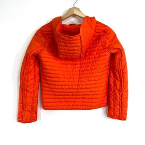 Abercrombie & Fitch Womens Open Front Puffer Jacket XS Orange Quilted Packable‎ thumbnail 2