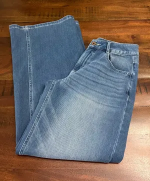 Halara Flex Mid Rise Washed Baggy Wide Leg Jeans Blue Spruce Denim Size Small thumbnail 1