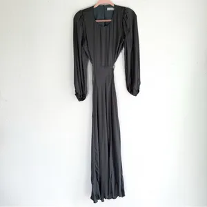 ASTR the Label Quinn Maxi Dress in Sage Open Back Satin Sz XS thumbnail 3