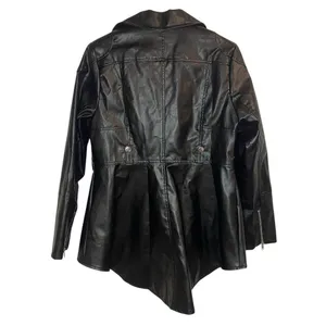 Vegan Leather Size Medium Women's Jacket Flare Back With‎ Zippers Biker Mob wife thumbnail 4