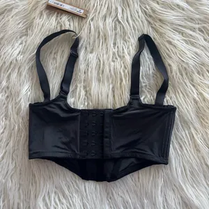 Skims Logo Shine Corset Balconette Bra Onyx Size 32A thumbnail 6