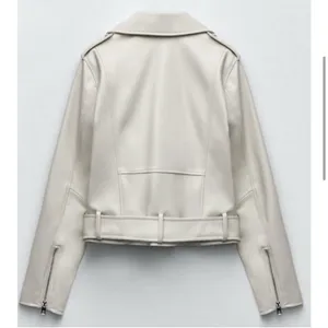 Zara cream faux leather moto jacket thumbnail 3