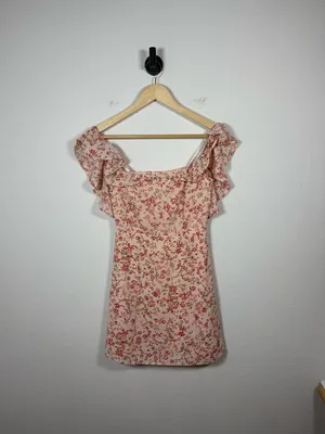 For Love & Lemons Aurora Floral Mini Dress Off Shoulder Ruffle XS thumbnail 3