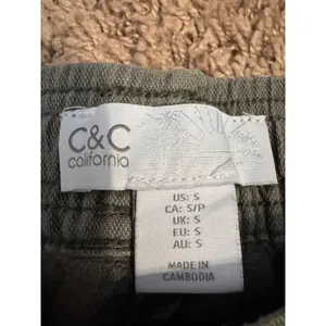 C&C California Linen Blend Jogger Pants Women's Small Green Pull On‎ Ankle Tie thumbnail 5