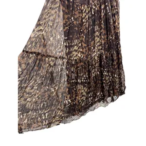 Layered sheer crinkle neutral camo tiered maxi skirt midi jungle animal whimsy thumbnail 3