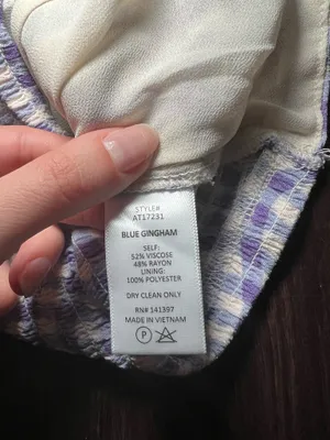 Astr the label ruched puff sleeve top in blue and purple gingham size small thumbnail 5