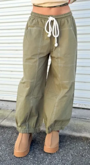 ODDI Los Angeles Olive Boho Balloon Jogger Pants Plus Size 3X Utility thumbnail 1