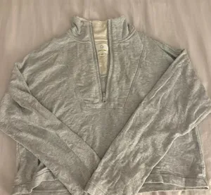 Aerie Quarter-Zip Pullover Grey Oversized thumbnail 2