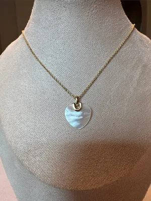 LOFT Gold-Tone Chain Necklace with White Mother-of-Pearl Heart Pendant thumbnail 2