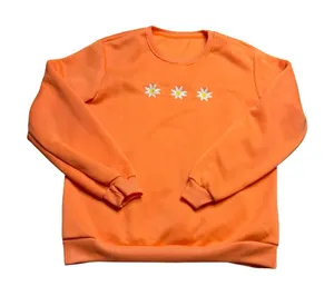 ✨🧡 Shein Orange Daisy Embroidered‎ Crewneck Sweatshirt XL 🧡✨ thumbnail 1