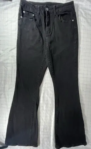 Women's Black Flare Leg Jeans Size 8 High-Rise Bell Bottom Stretch Denim 30" thumbnail 1