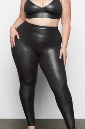 SKIMS‎ Signature Logo Foil Print Mesh Leggings black small thumbnail 1
