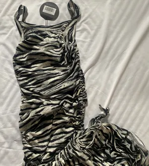 White Fox zebra print scrunch dress thumbnail 1