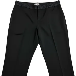 Nine West Womens XL Black Lace Trim Waistband Dress Pants Straight Leg‎ Trousers thumbnail 1