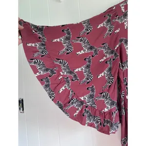 World Market Zebra Print Ruffle Bell Sleeve Blouse Mauve Pink L/XL thumbnail 7