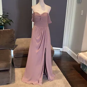 Women’s Full Length Chiffon Bridesmaid Party Prom Dress Leg Slit Size 10 thumbnail 3