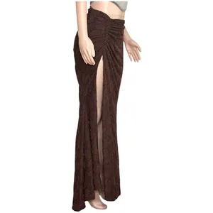 HOUSE OF CB Adrielle Jersey Burnout Maxi Skirt, Cocoa, L+ thumbnail 8