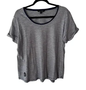 Lauren Ralph Lauren Women's Striped T Shirt Top XL Navy Blue‎ White Casual thumbnail 1
