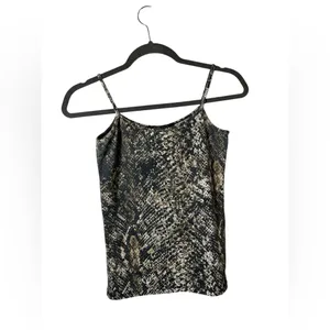 Zara Collection Snake Print Cami Top‎ Spaghetii Strap Black Gold Tan Size S thumbnail 2