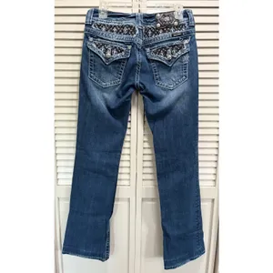 Miss Me Bootcut Jeans Zip Low Rise Embroidery/Gems Logo‎ Size 29 Boho/Western thumbnail 4