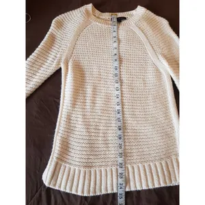 Banana Republic Sweater Wool Blend Small Ivory Knit Pullover Ribbed Waffle Fall thumbnail 12