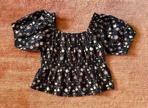 Celebrity Pink Floral Off Shoulder Top XL Puff Sleeve Cotton thumbnail 1