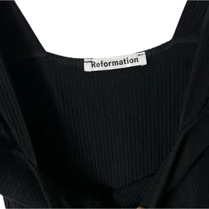 REFORMATION Cassi Black Knit Ribbed Square Neck Sleeveless Slit Midi Dresss thumbnail 7